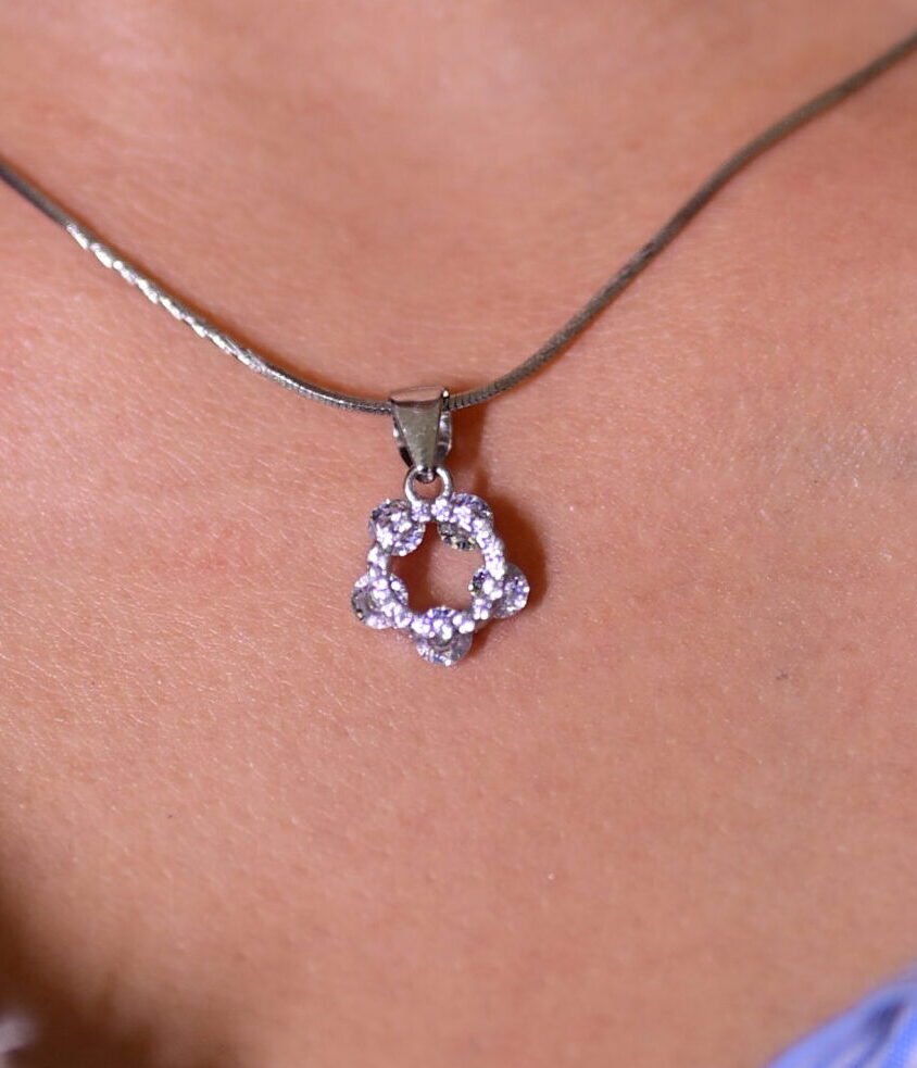 Dainty Floral Cluster Silver Pendant & Earrings Set