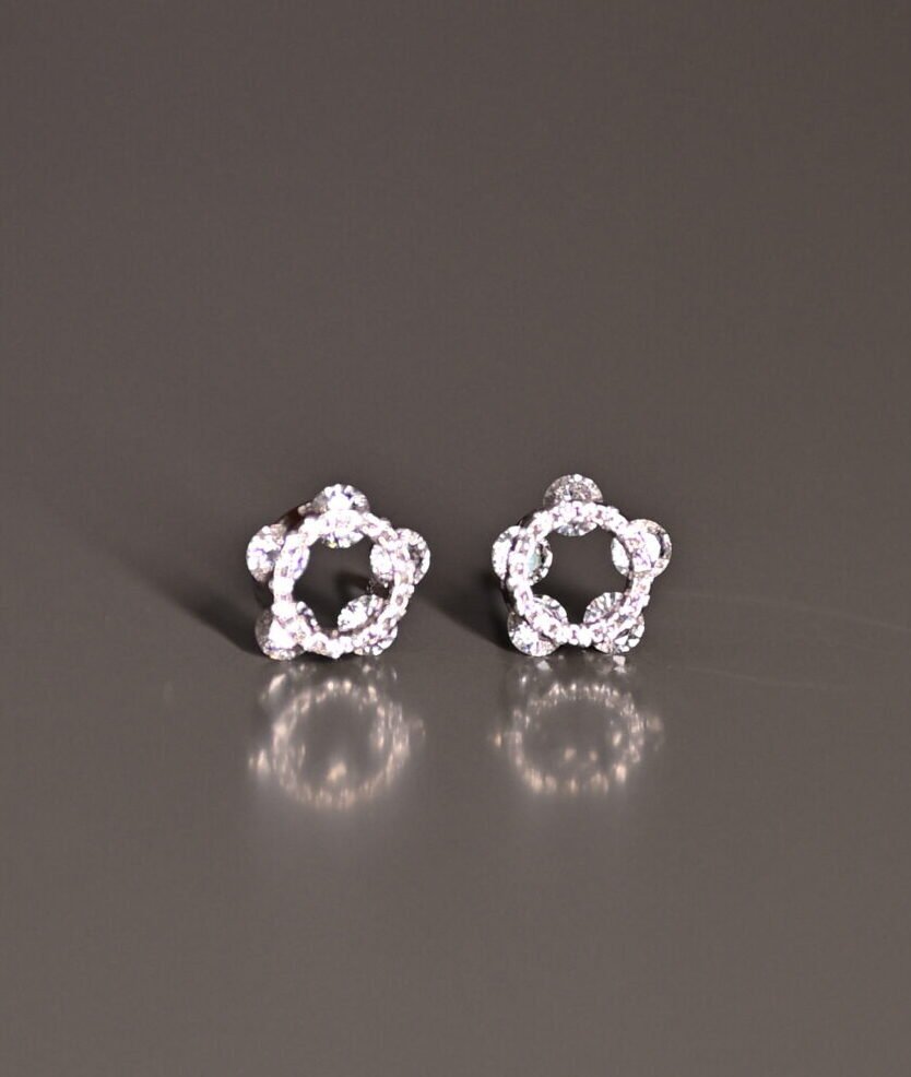Dainty Floral Cluster Silver Pendant & Earrings Set