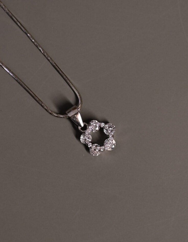 Dainty Floral Cluster Silver Pendant & Earrings Set