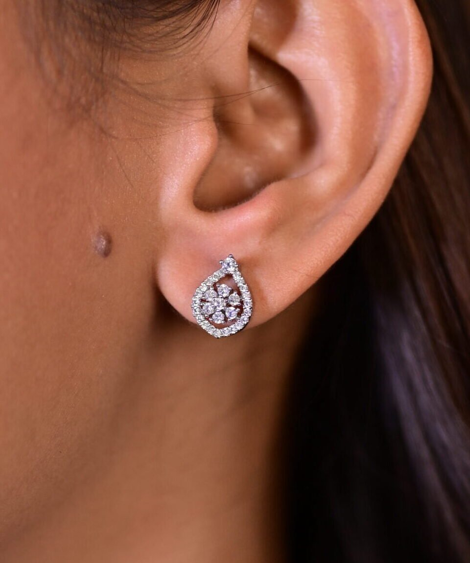 Pear Drop Zirconia Silver Studs