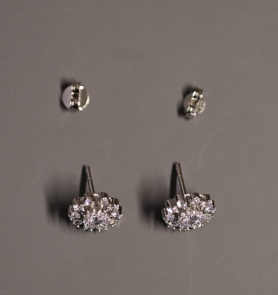 Floral Halo Zirconia Silver Studs