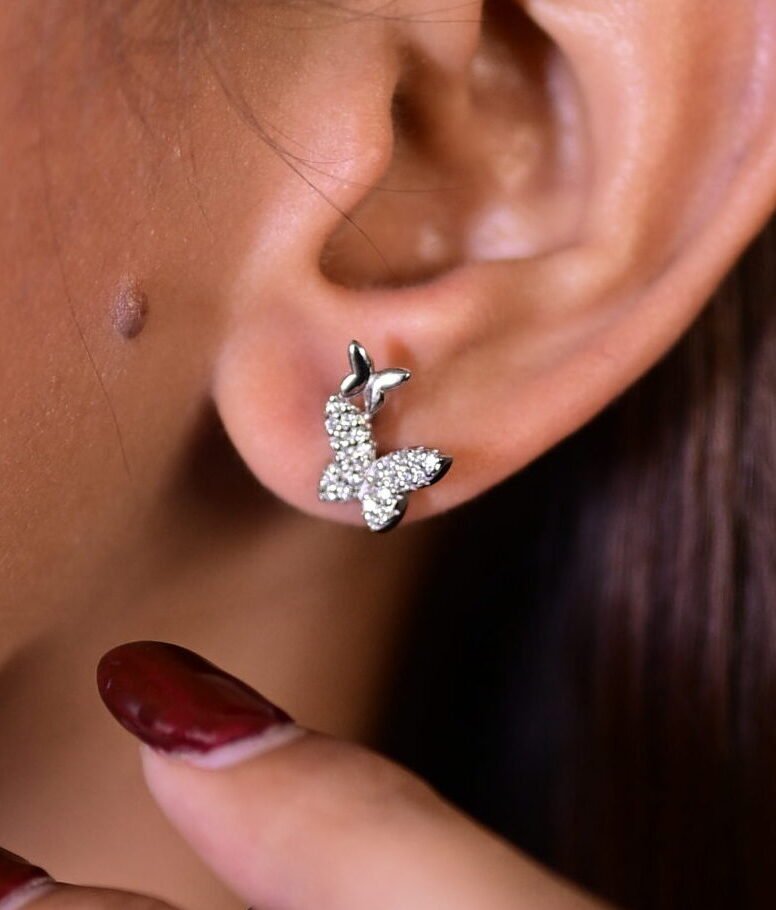 Fluttering Butterfly Silver Pendant & Earring Set
