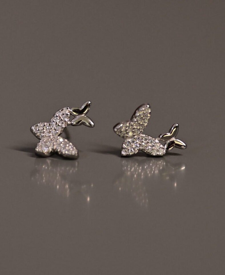 Fluttering Butterfly Silver Pendant & Earring Set