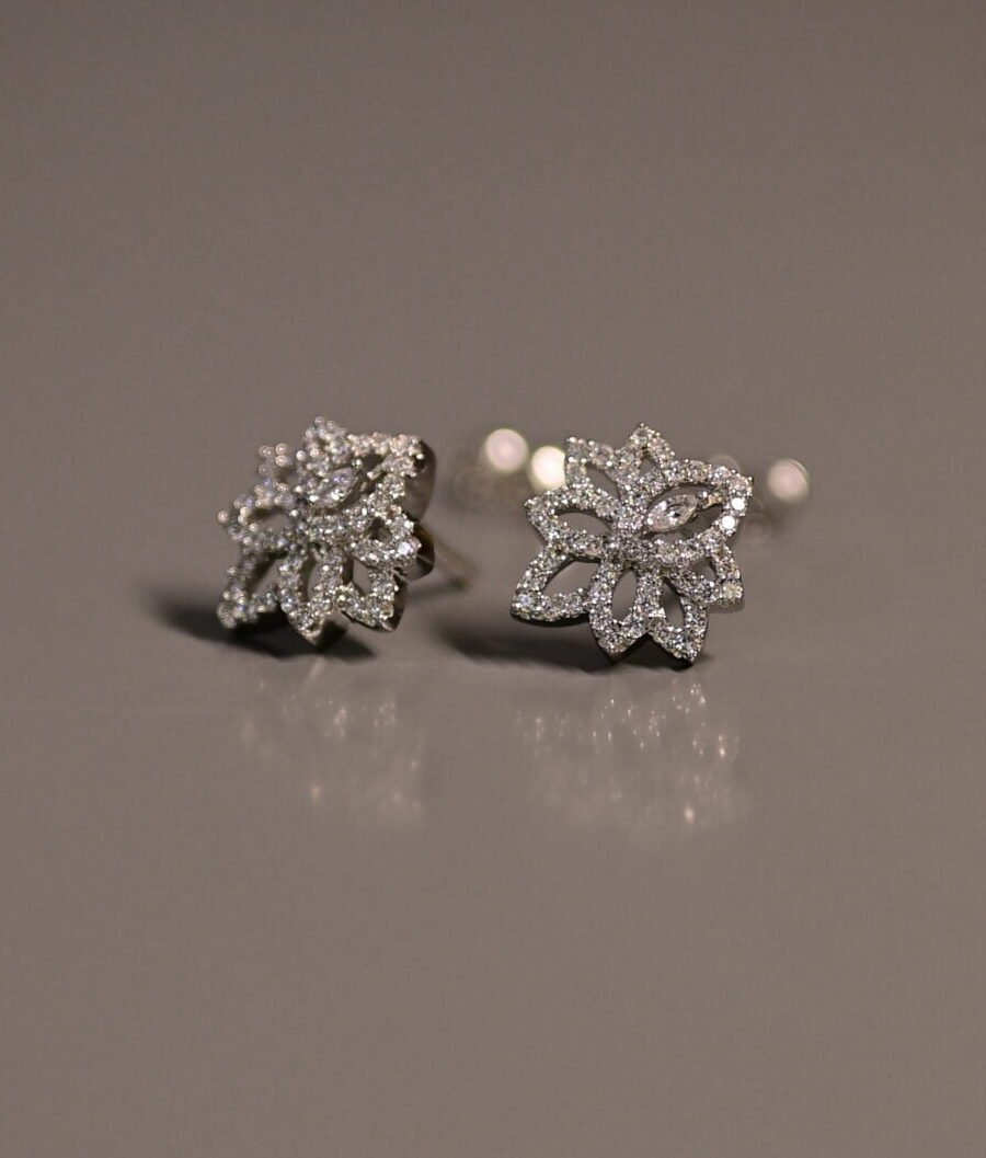 Luminous Lotus Zirconia Silver Studs