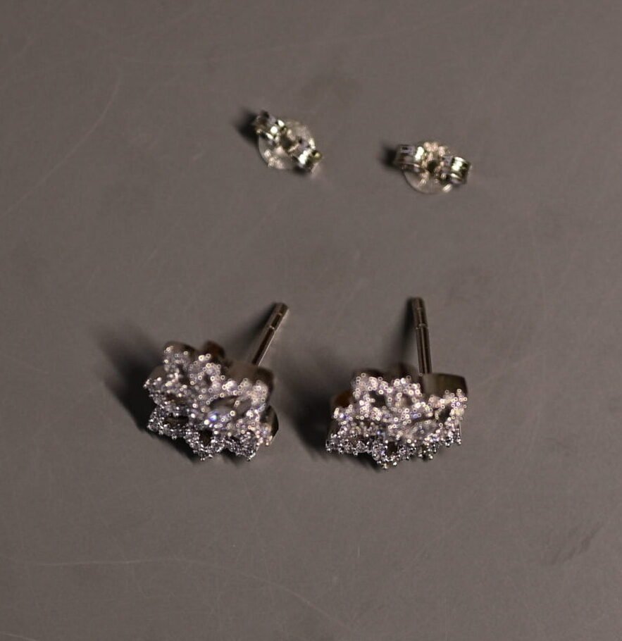 Luminous Lotus Zirconia Silver Studs