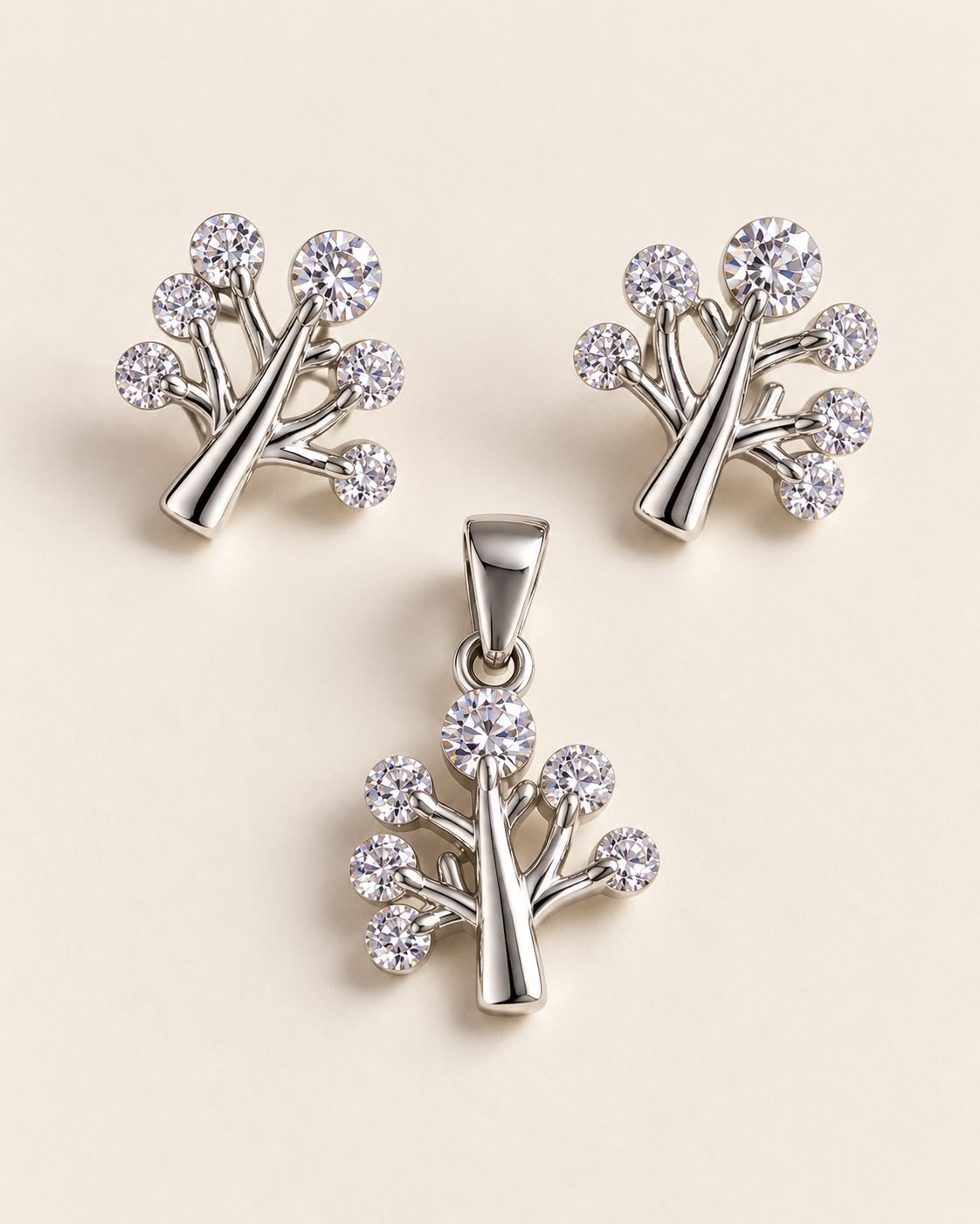 Tree of Life Silver Pendant & Earring Set