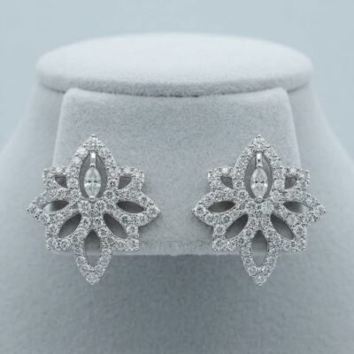 Luminous Lotus Zirconia Silver Studs