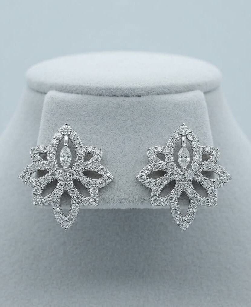 Luminous Lotus Zirconia Silver Studs