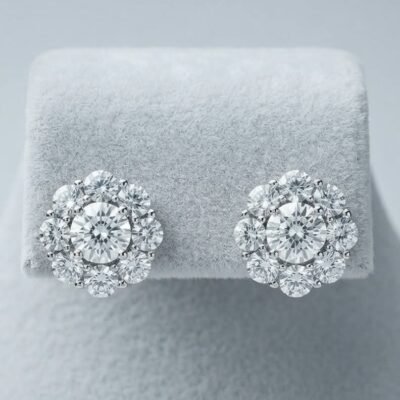 Floral Halo Zirconia Silver Studs