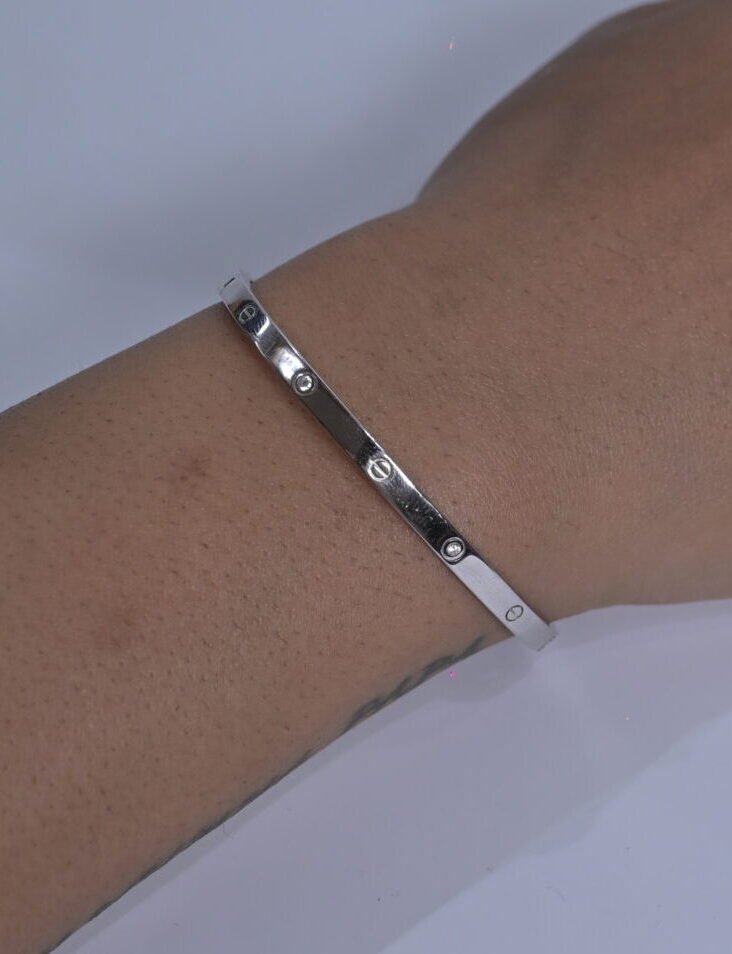 Classic Screw-Motif Silver Bracelet