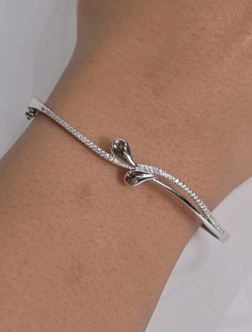 Graceful Vine CZ Silver Bracelet