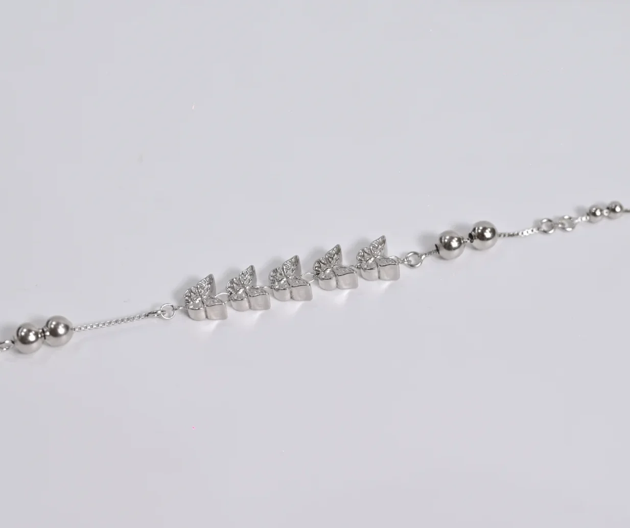Dainty Butterfly Pave Silver Bracelet