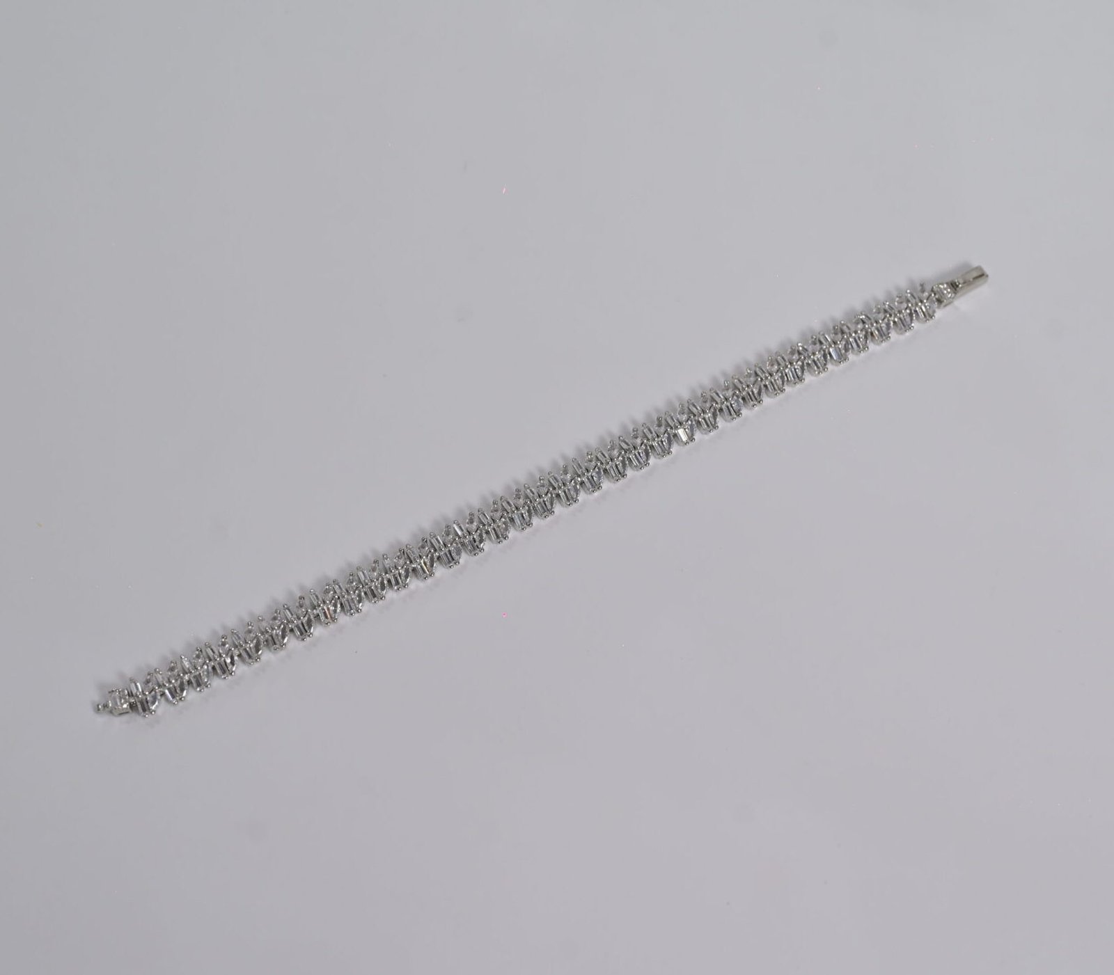 Radiant Baguette Pave Silver Tennis Bracelet