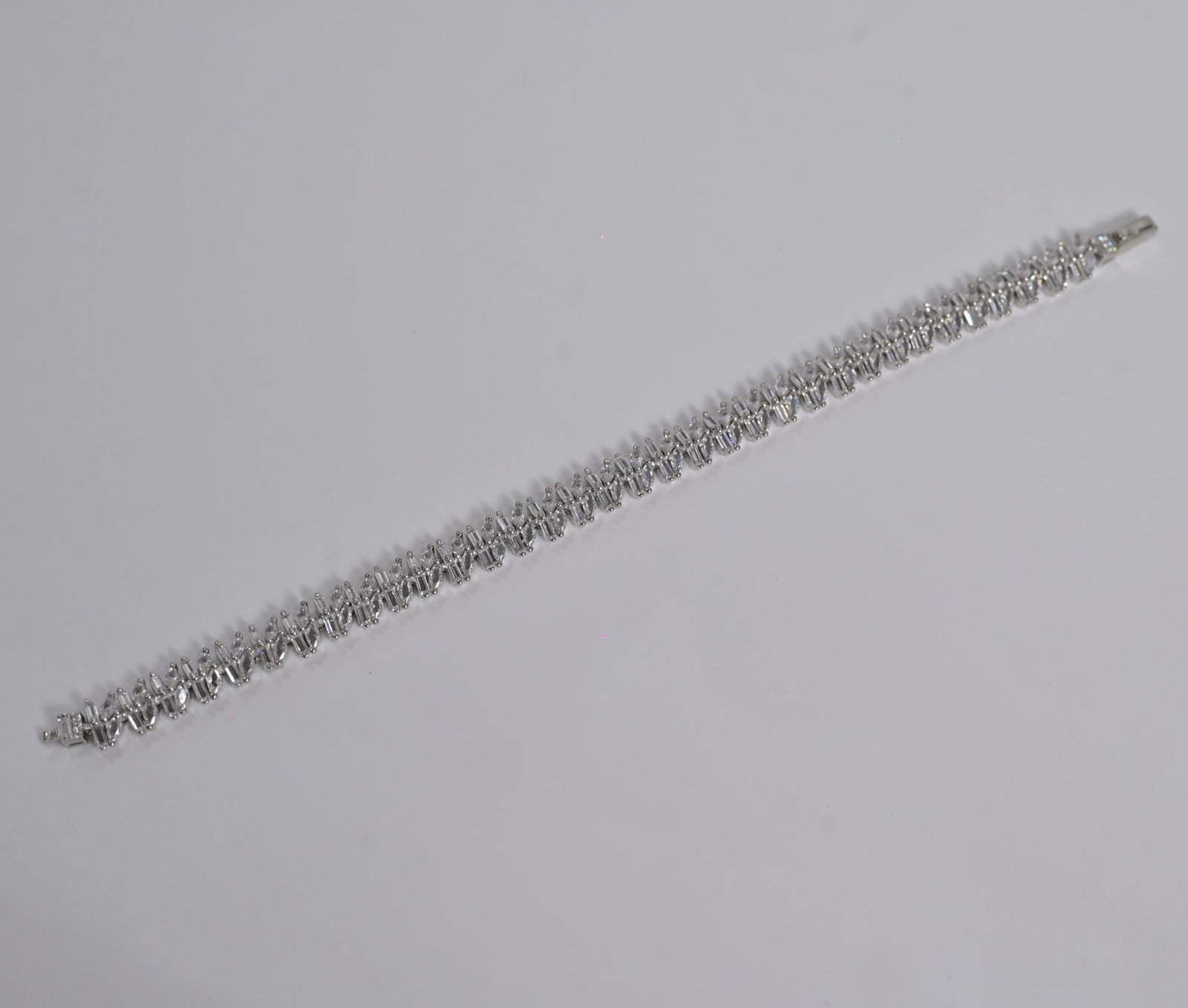 Radiant Baguette Pave Silver Tennis Bracelet