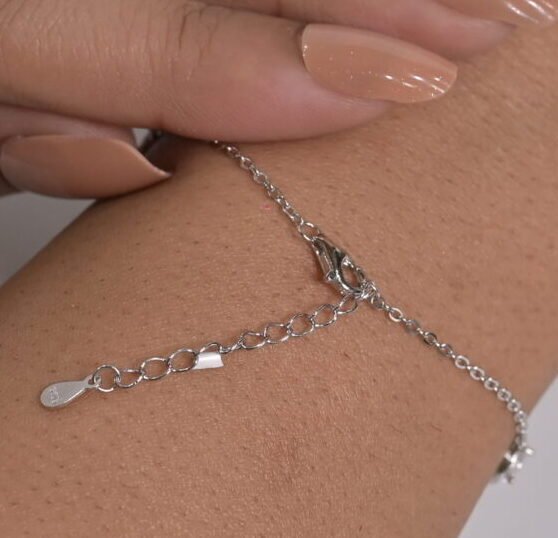 Dainty Station Pave Silver Bracelet