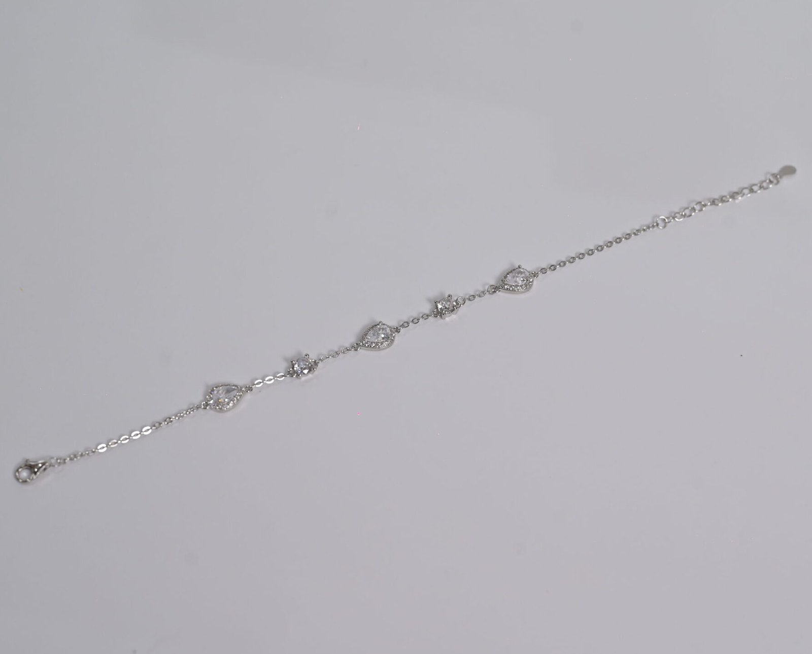 Dainty Station Pave Silver Bracelet