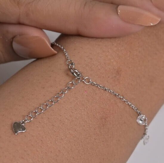 Evil Eye & Dainty Drop Silver Bracelet