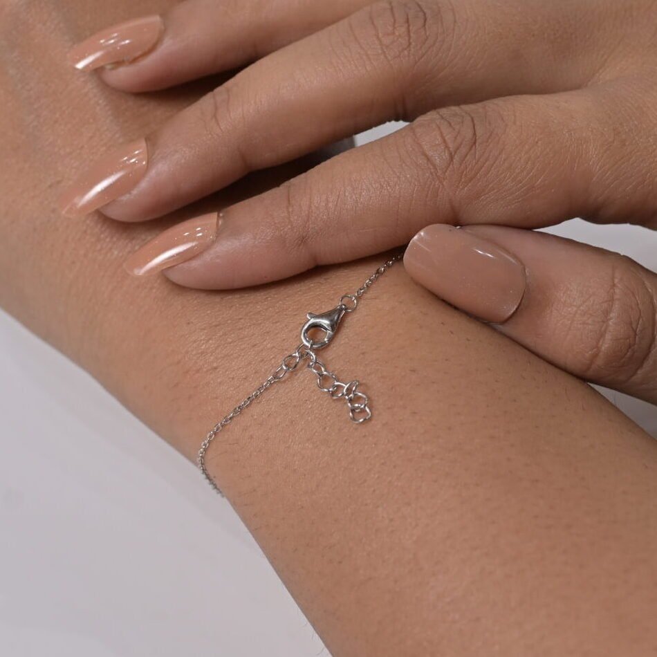 Dainty Pave Bow Silver Bracelet