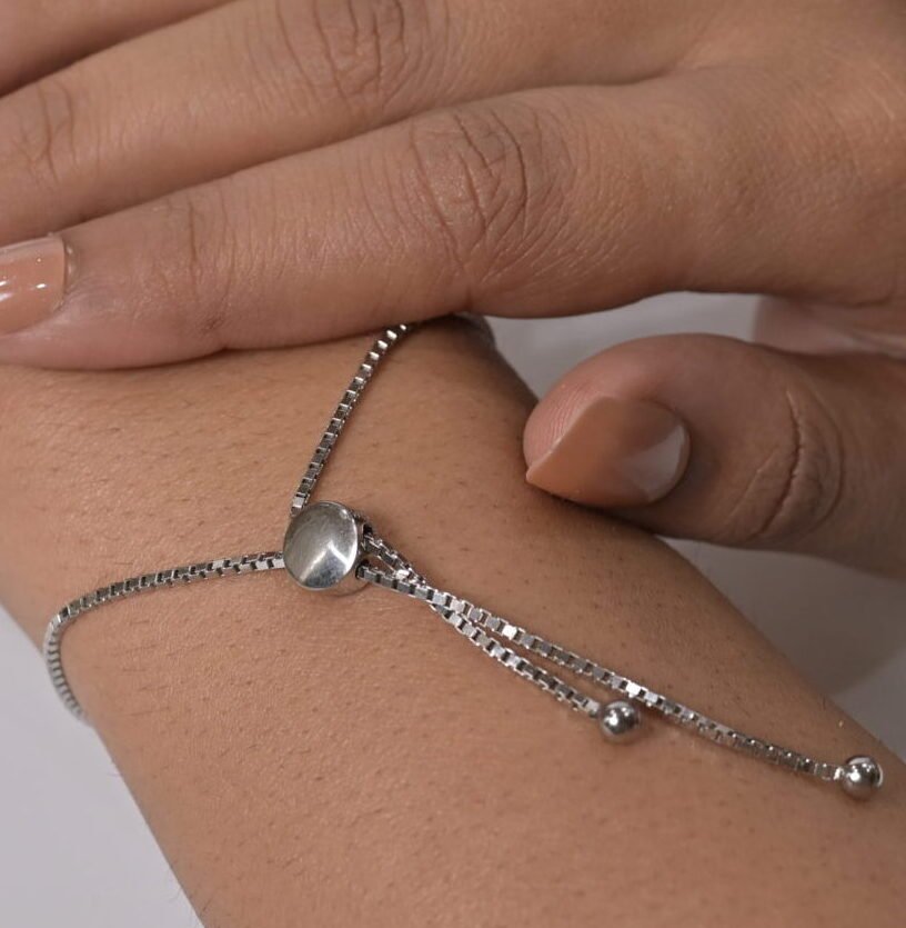 Radiant Baguette Slider Silver Bracelet