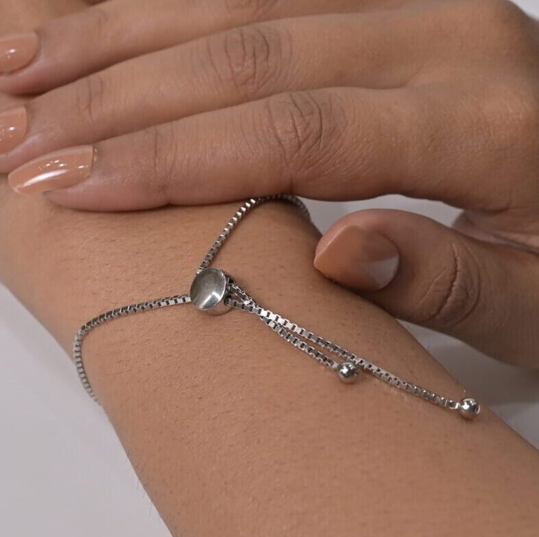 Radiant Baguette Slider Silver Bracelet