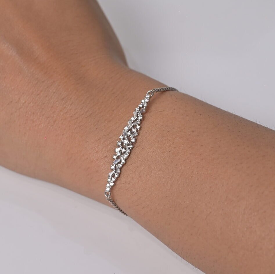 Radiant Cluster Pave Slider Silver Bracelet