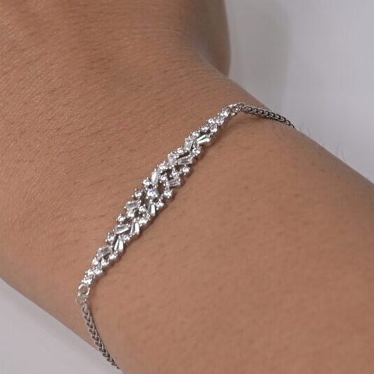 Radiant Cluster Pave Slider Silver Bracelet