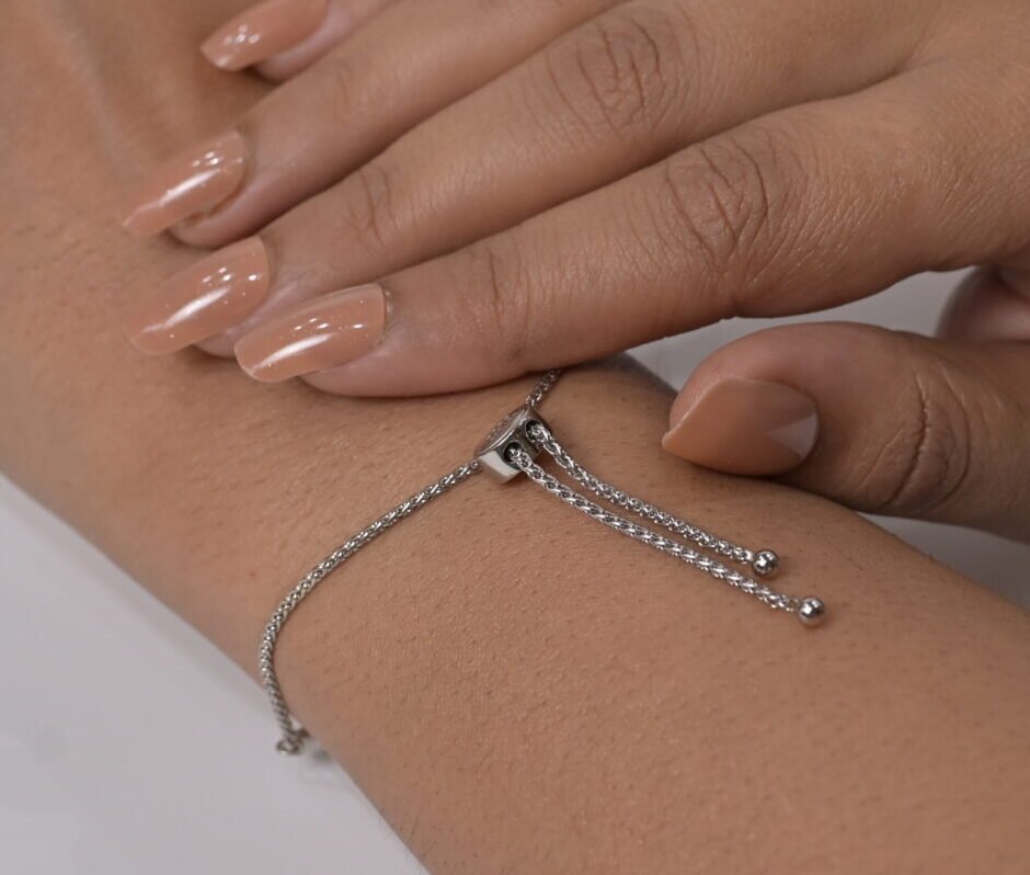 Radiant Cluster Pave Slider Silver Bracelet