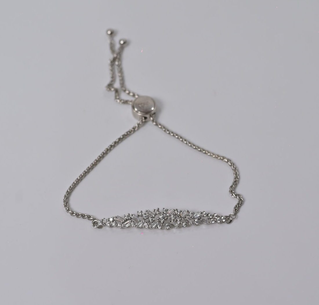 Radiant Cluster Pave Slider Silver Bracelet