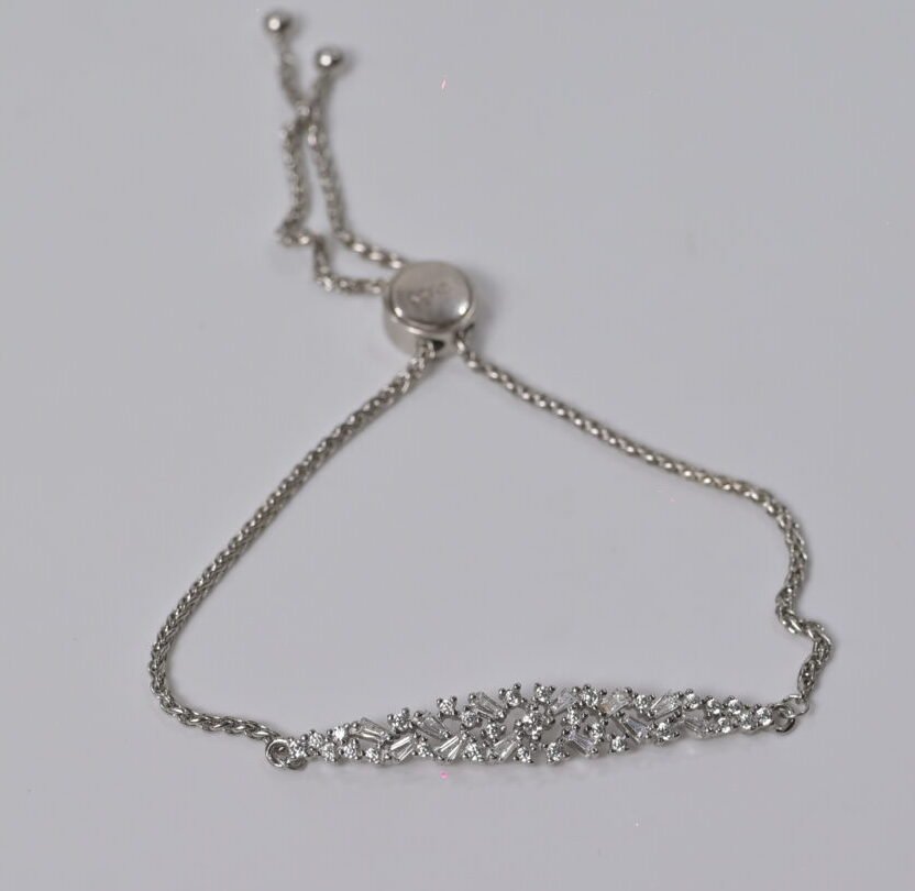 Radiant Cluster Pave Slider Silver Bracelet