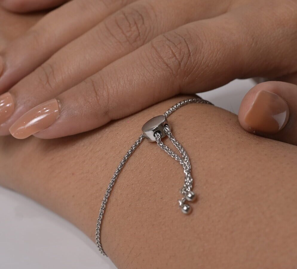 Celestial Feather Pave Slider Silver Bracelet