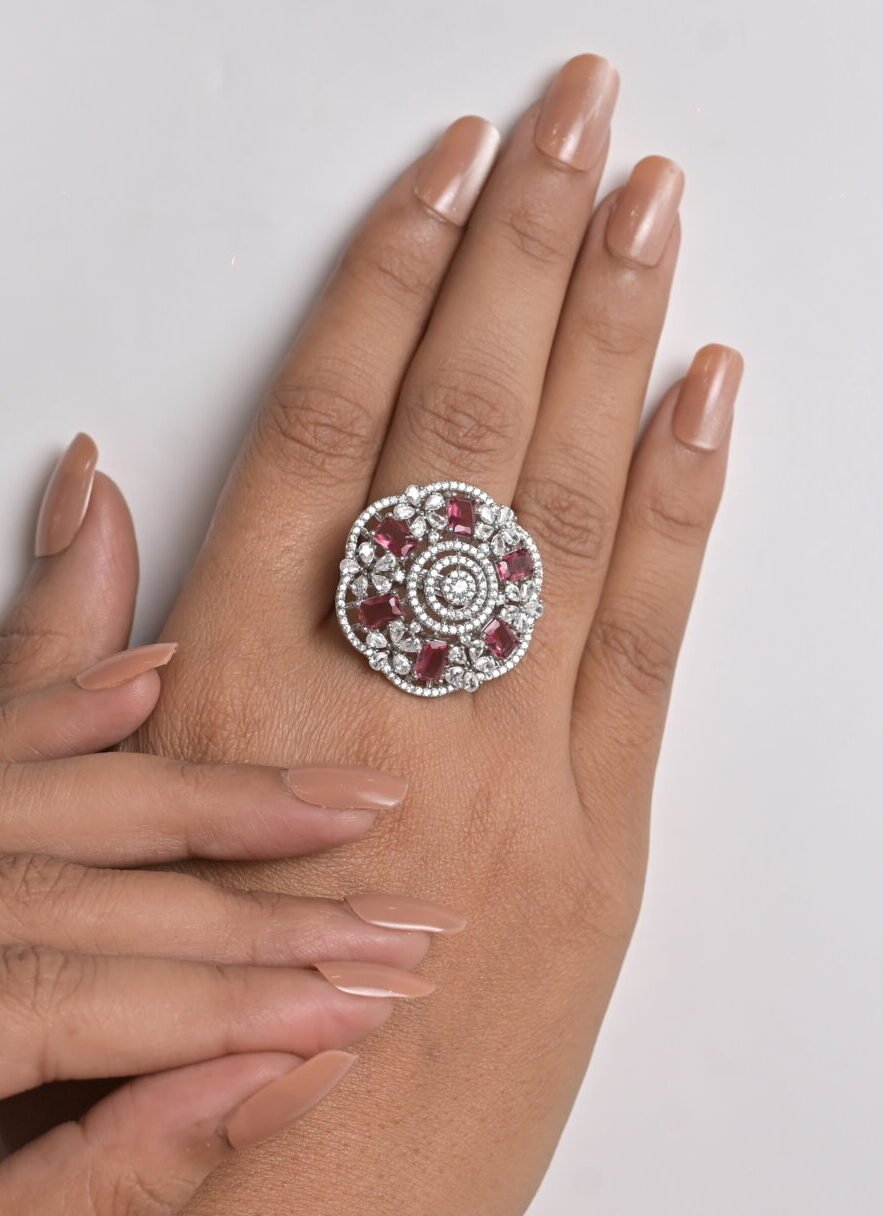 Royal Ruby Cluster Cocktail Ring