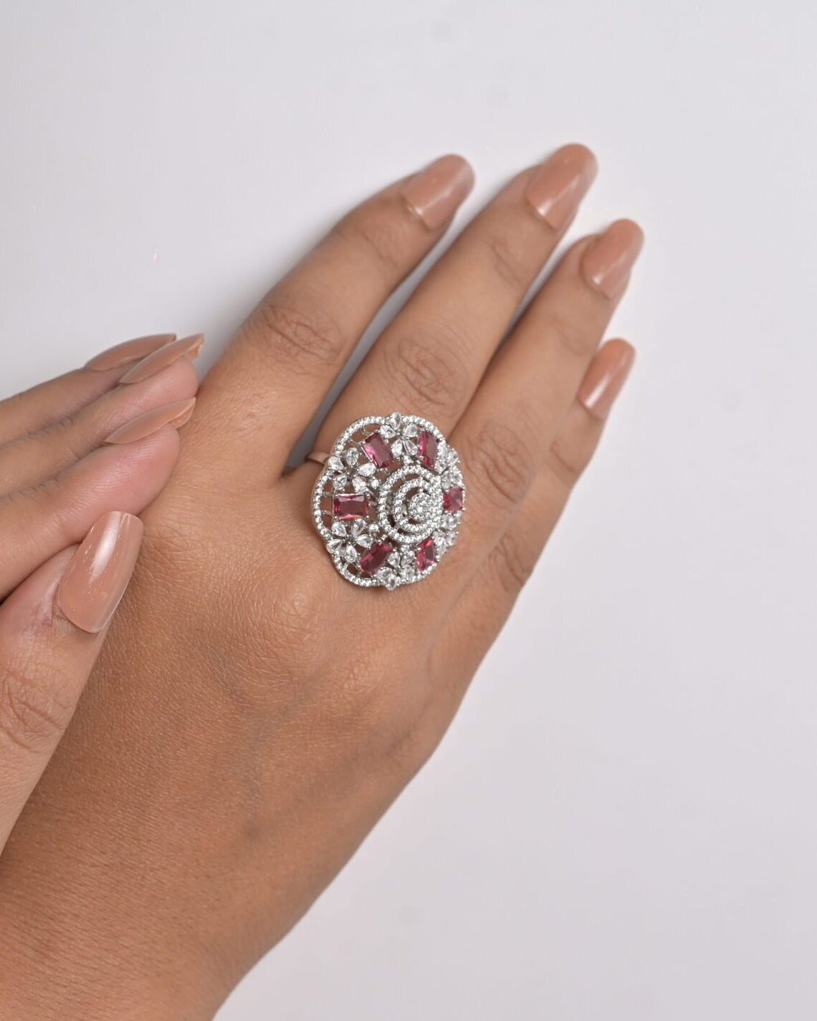 Royal Ruby Cluster Cocktail Ring