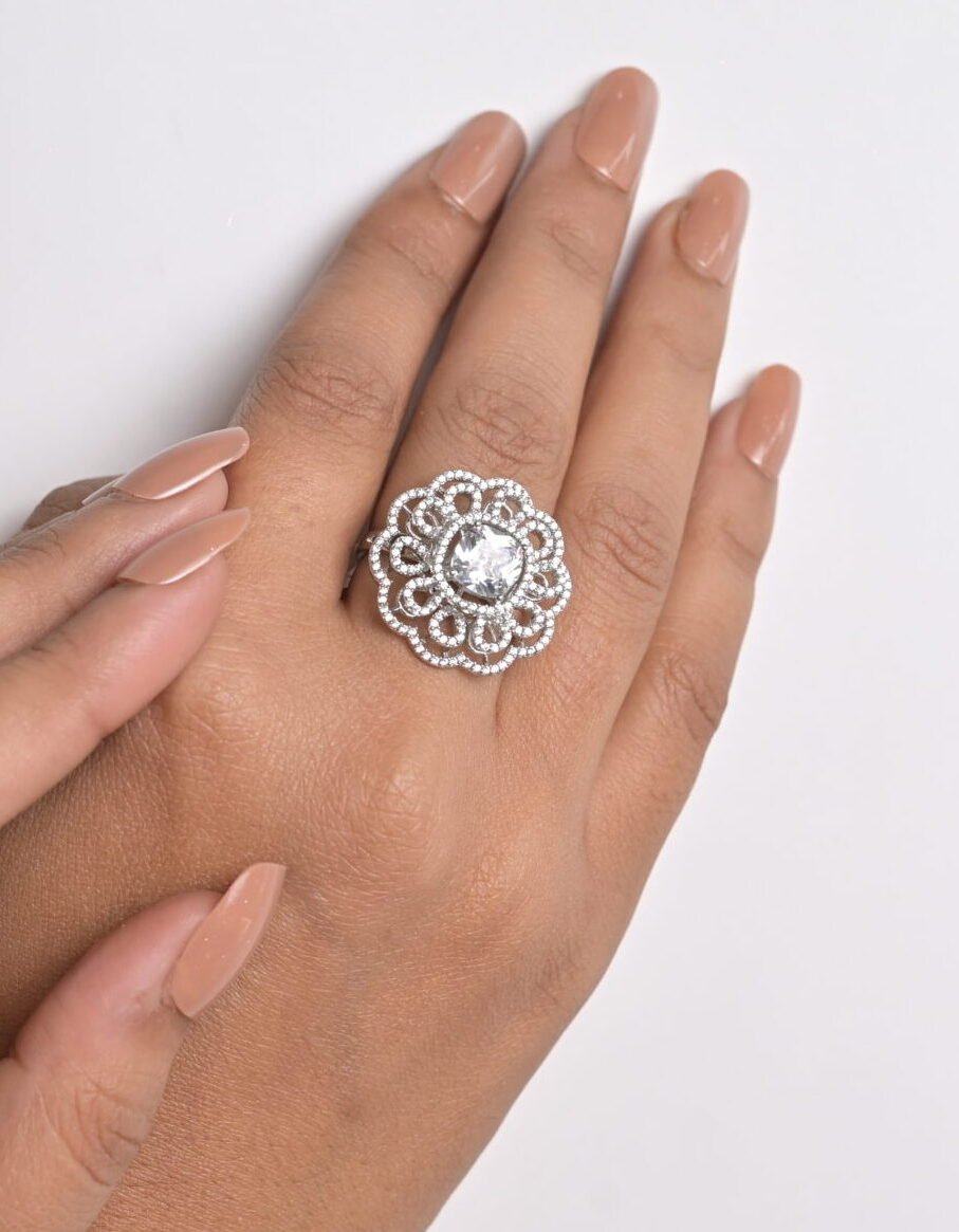 Majestic Lace Halo Cocktail Ring