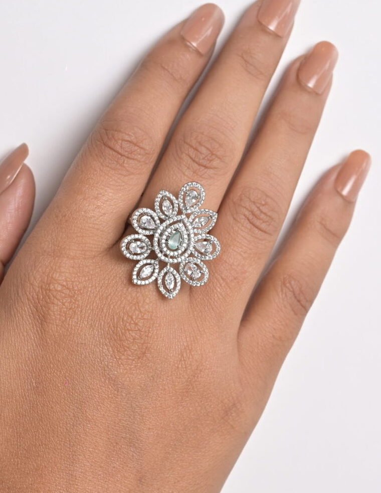 Grand Floral Petal Cocktail Ring