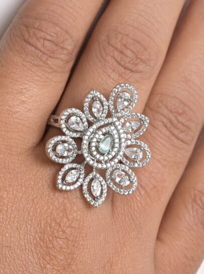 Grand Floral Petal Cocktail Ring