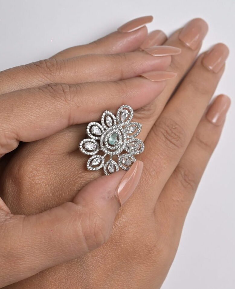Grand Floral Petal Cocktail Ring