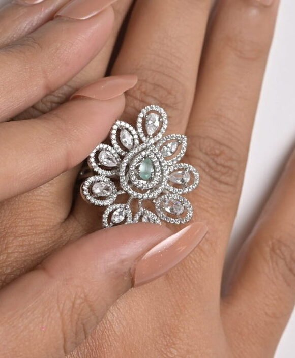 Grand Floral Petal Cocktail Ring