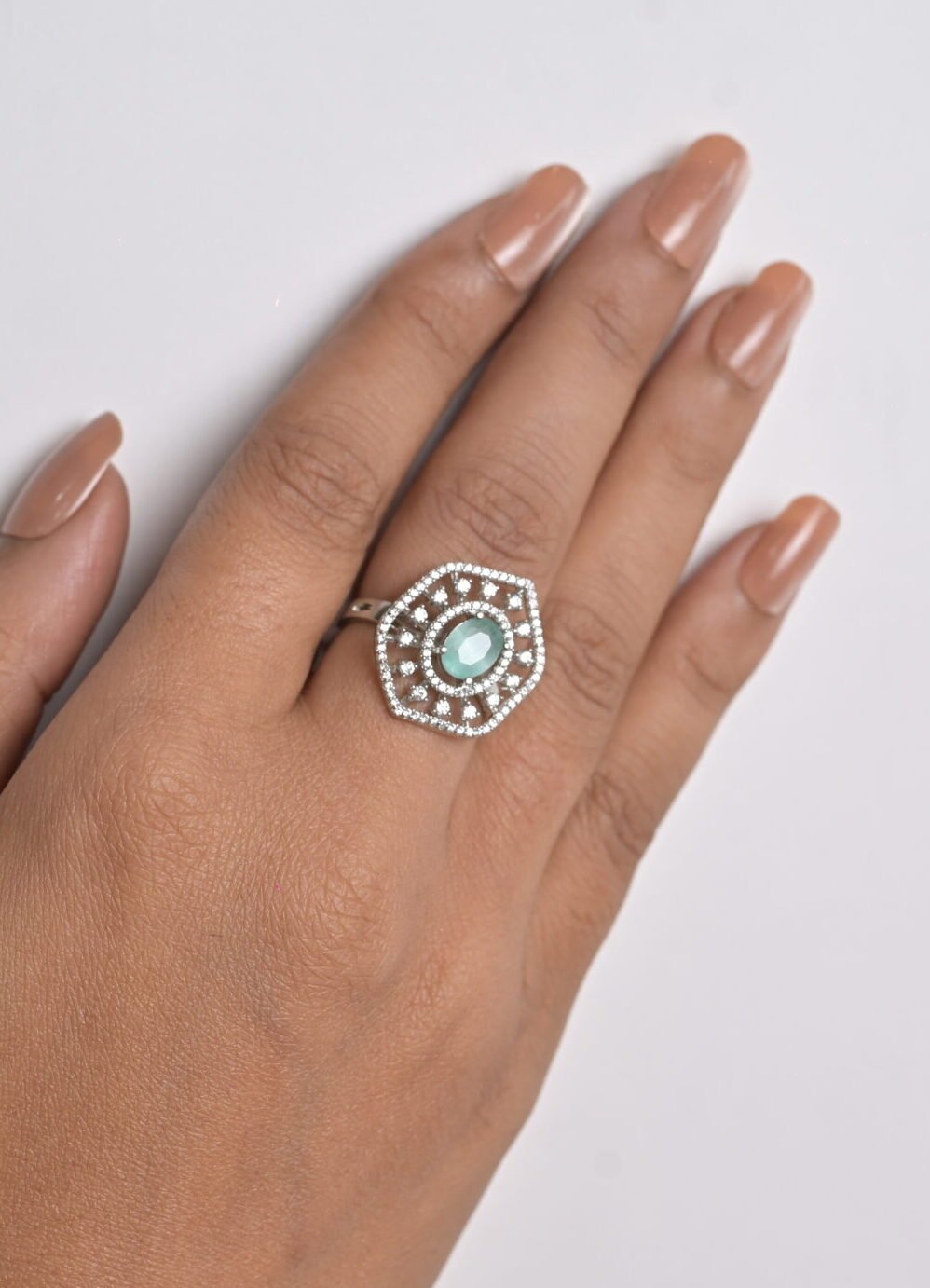 Regal Geometric Mint Cocktail Ring