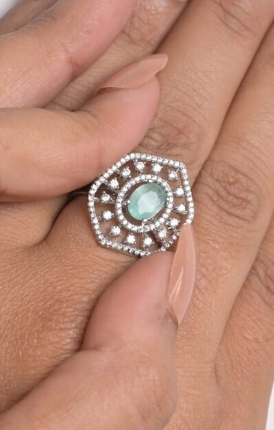 Regal Geometric Mint Cocktail Ring