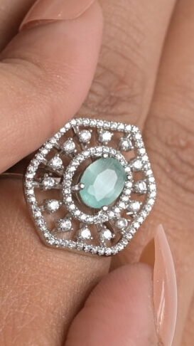 Regal Geometric Mint Cocktail Ring