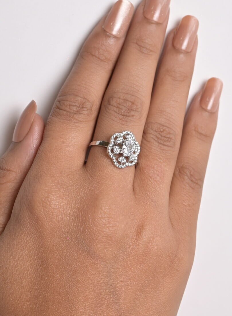 Regal Scalloped Petal Cocktail Ring