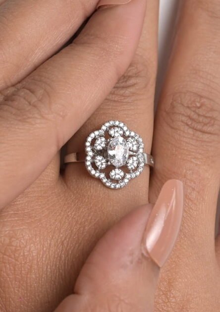 Regal Scalloped Petal Cocktail Ring