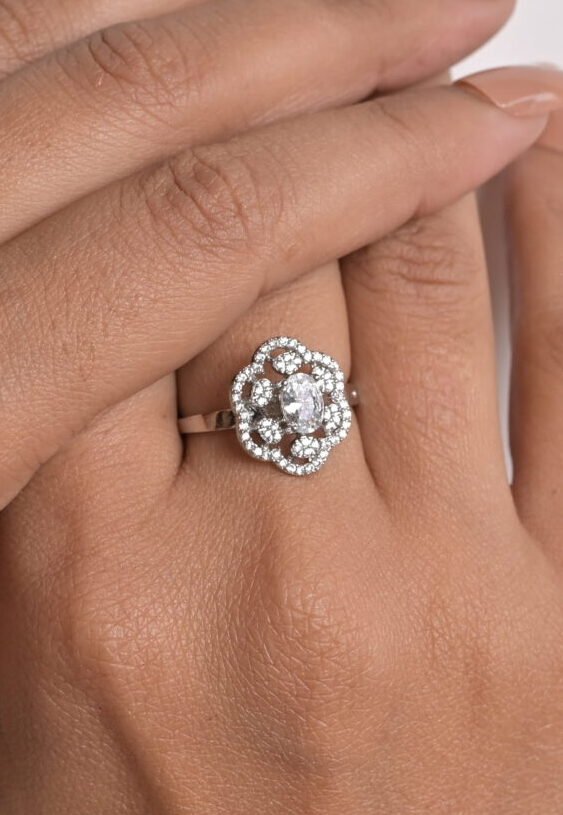 Regal Scalloped Petal Cocktail Ring