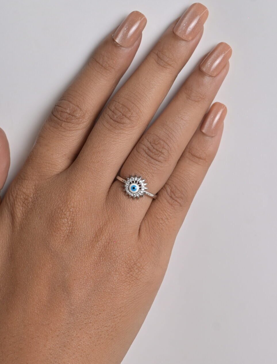Radiant Evil Eye Protection Silver Ring