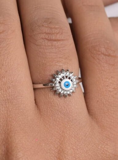 Radiant Evil Eye Protection Silver Ring