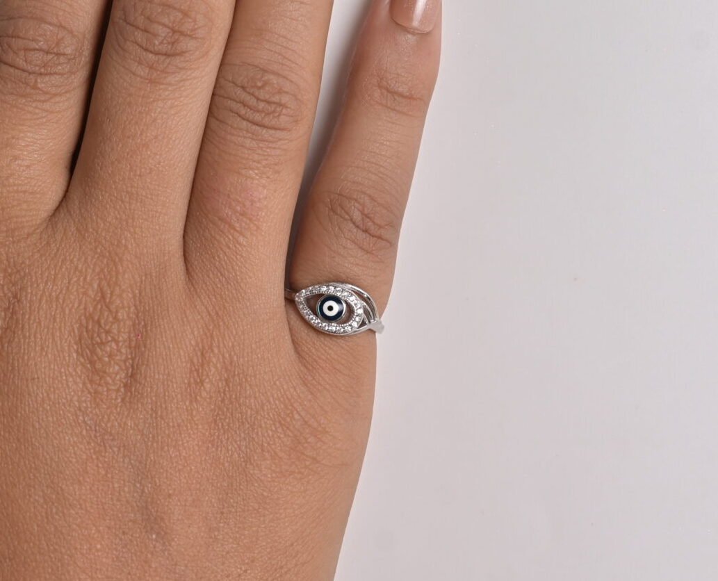 Elegant Evil Eye Protection Silver Ring