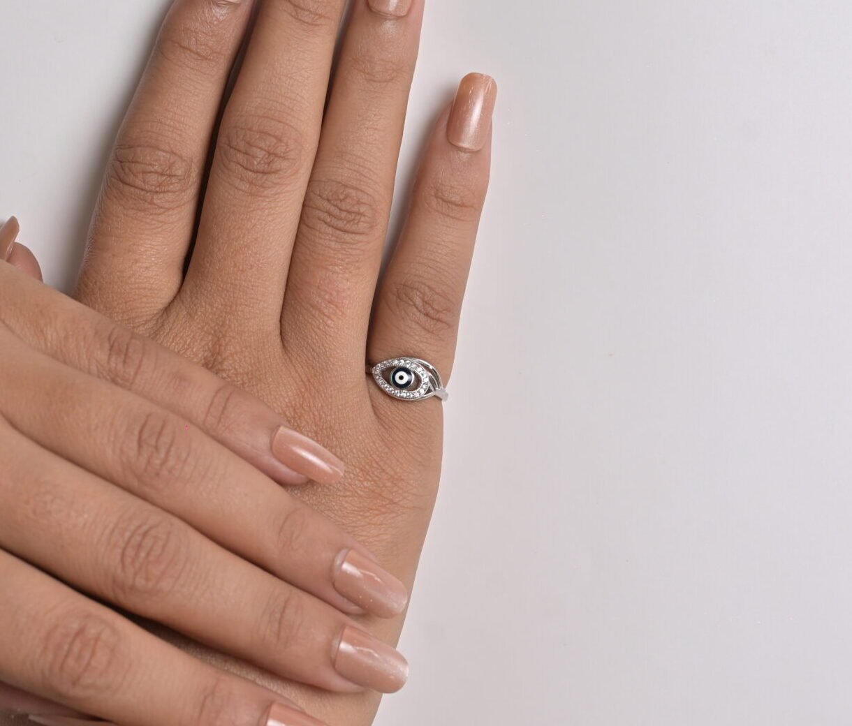 Elegant Evil Eye Protection Silver Ring