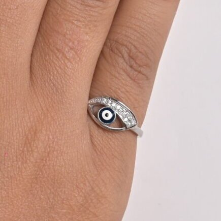 Charmed Evil Eye Protection Silver Ring