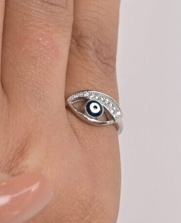 Charmed Evil Eye Protection Silver Ring
