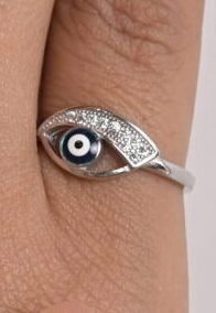 Charmed Evil Eye Protection Silver Ring